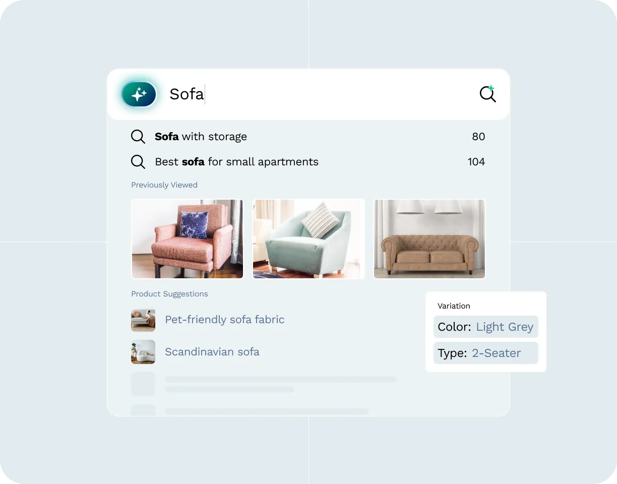 Search interface with variations